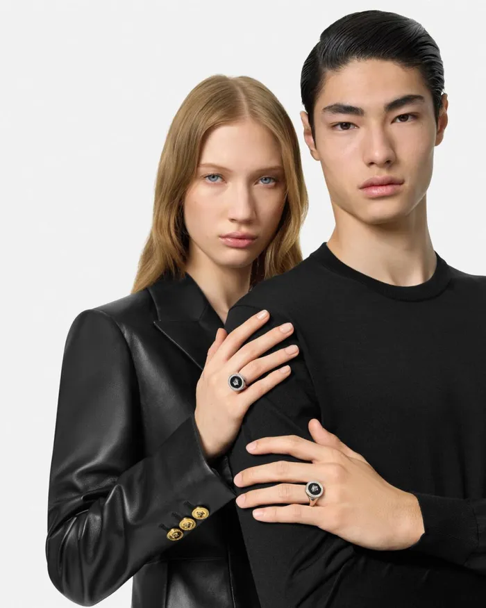 Versace Enamel Medusa Ring Silver WomenMen Rings
