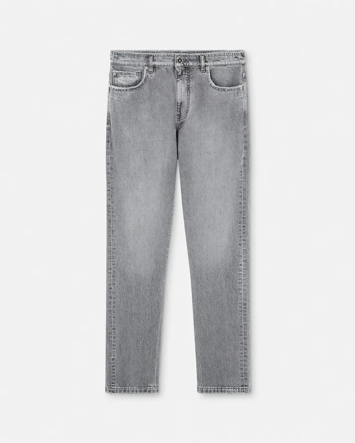 Versace Frayed RegularFit Jeans Gray Men Pants and Shorts