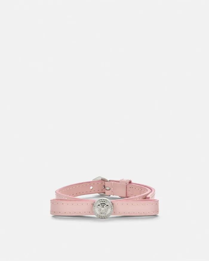 Versace Gianni Ribbon Leather Bracelet Light Pink Women Bracelets