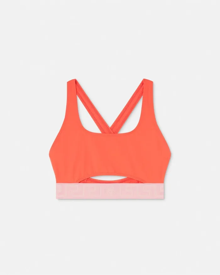 Versace Greca Border Bikini Top Coral Women Swimwear