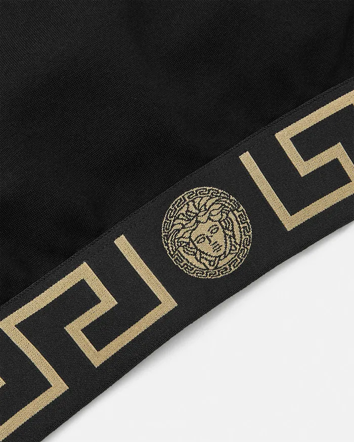 Versace Greca Border Gym Sports Bra Black Women Activewear