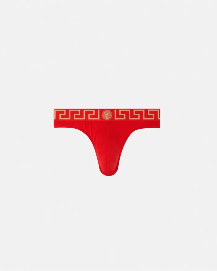 Versace Greca Border Thong Red Men Briefs