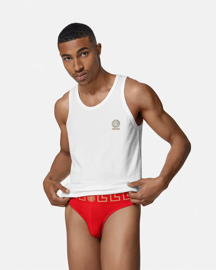 Versace Greca Border Thong Red Men Briefs