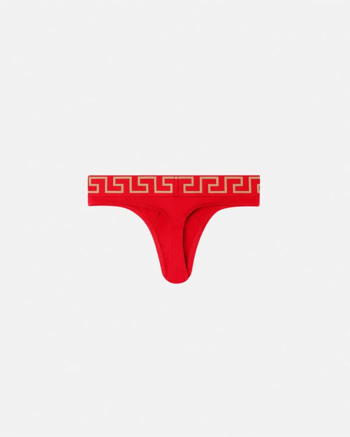 Versace Greca Border Thong Red Men Briefs