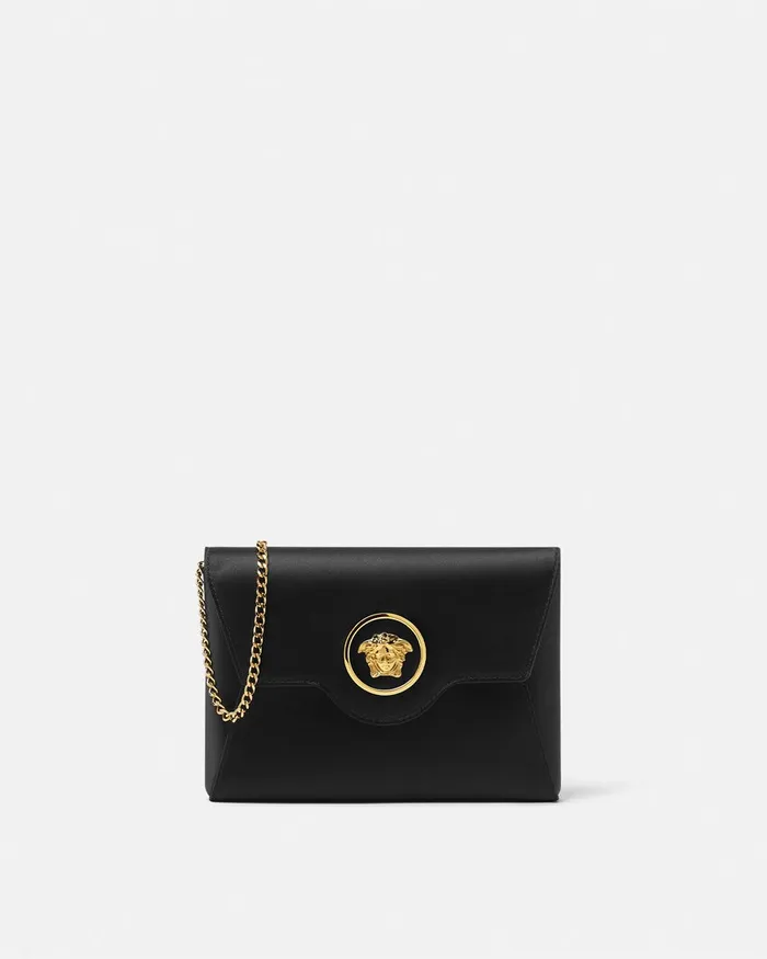 Versace La Medusa Envelope Clutch Blackgold Women Shoulder and Crossbody