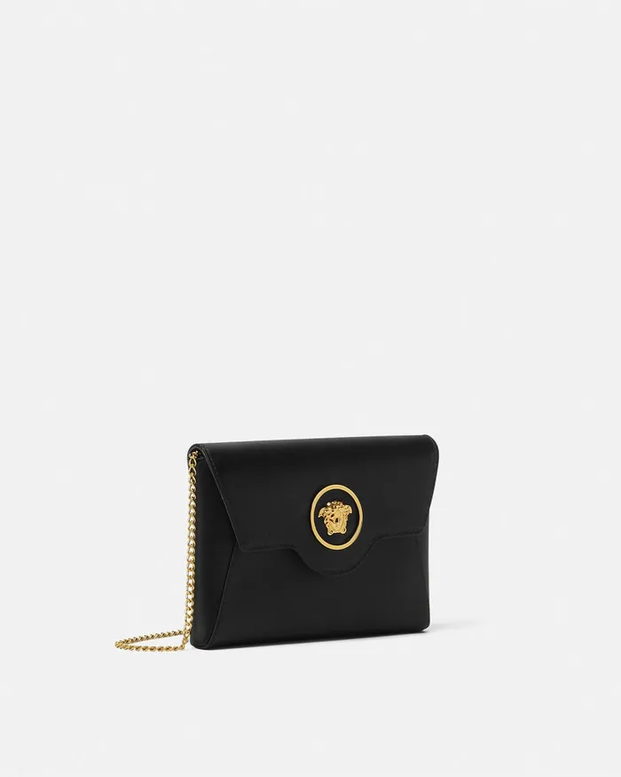 Versace La Medusa Envelope Clutch Blackgold Women Shoulder and Crossbody