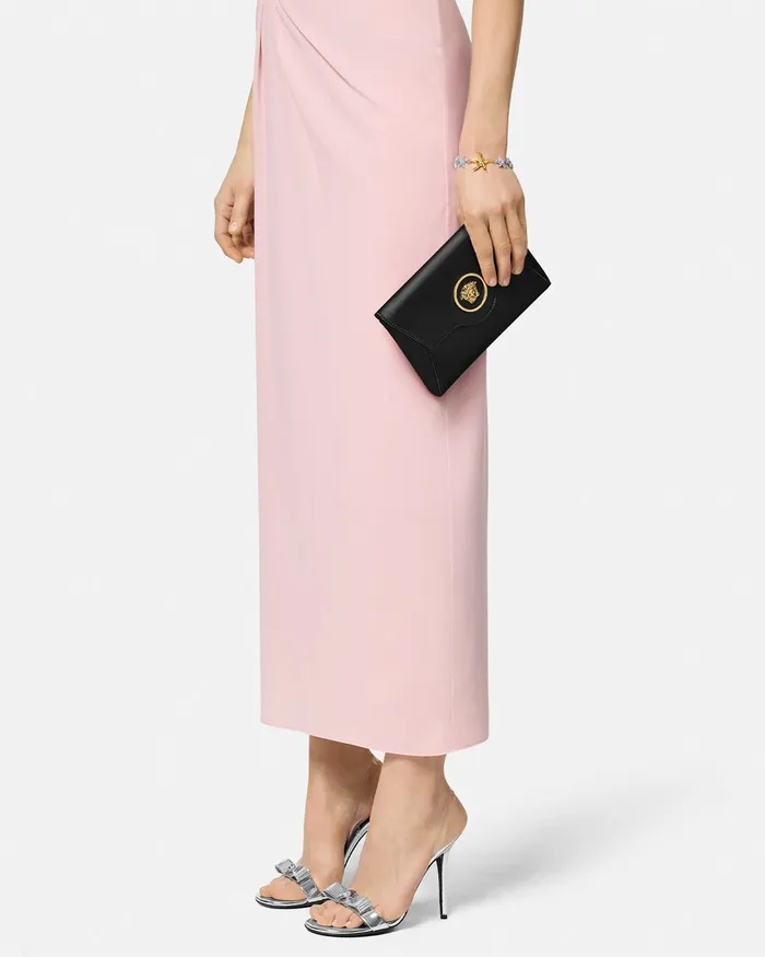 Versace La Medusa Envelope Clutch Blackgold Women Shoulder and Crossbody