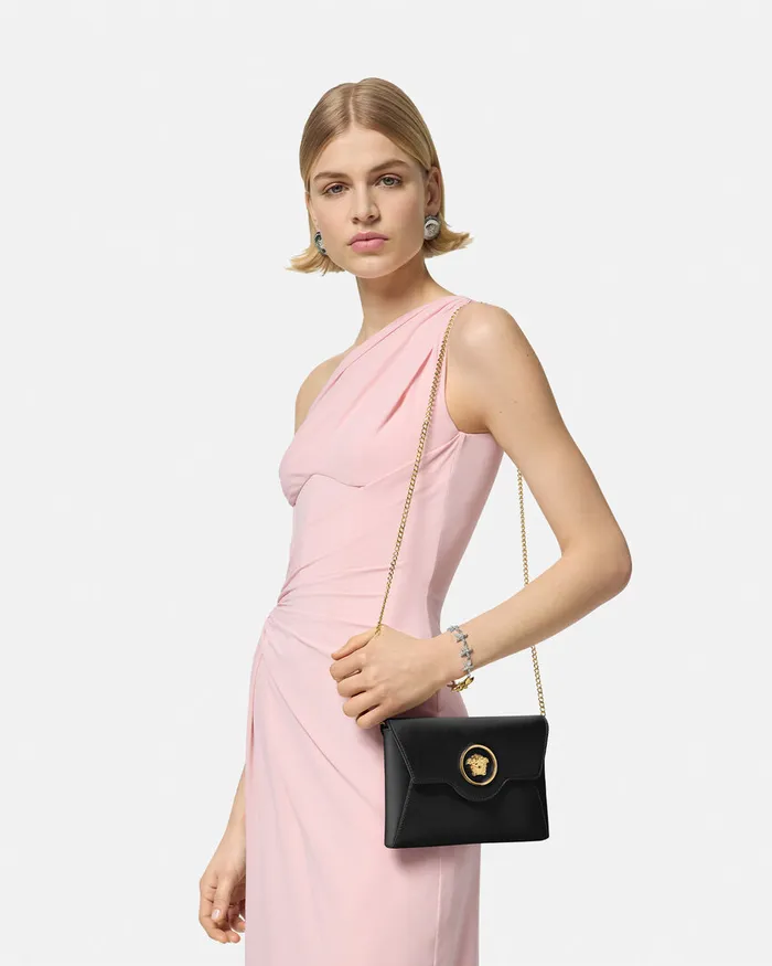 Versace La Medusa Envelope Clutch Blackgold Women Shoulder and Crossbody