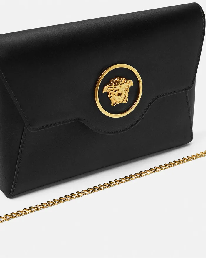 Versace La Medusa Envelope Clutch Blackgold Women Shoulder and Crossbody