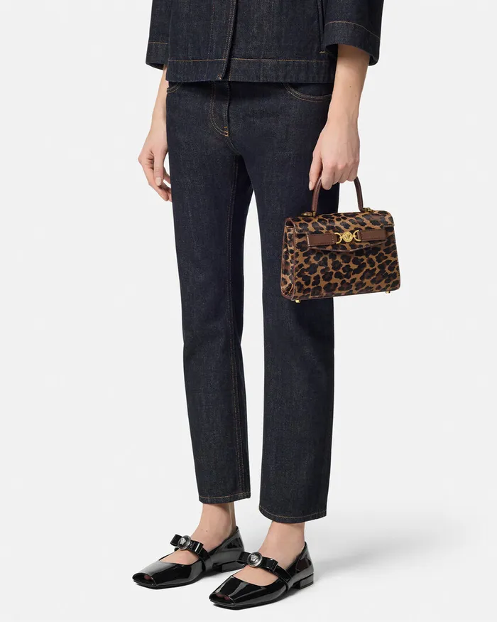 Versace Leopard Medusa 03995 Small Handbag Animalier Women Top Handle
