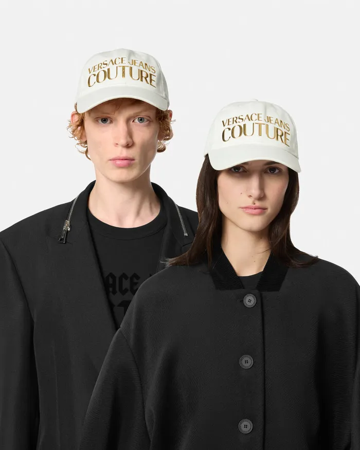 Versace Logo Baseball Cap Whiteprint WomenMen Jeans Couture