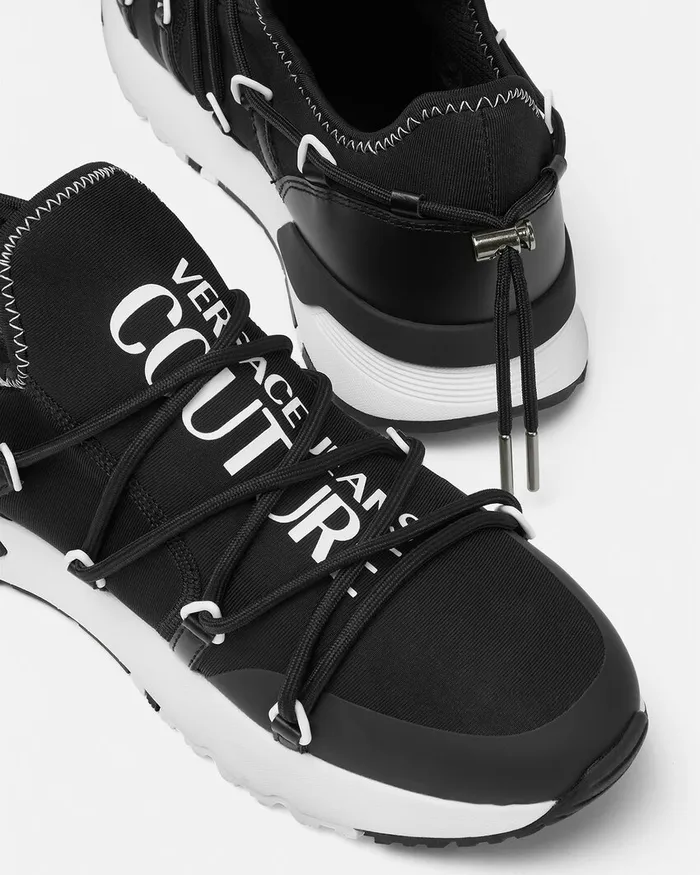 Versace Logo Dynamic Sneakers Blackprint Men Jeans Couture