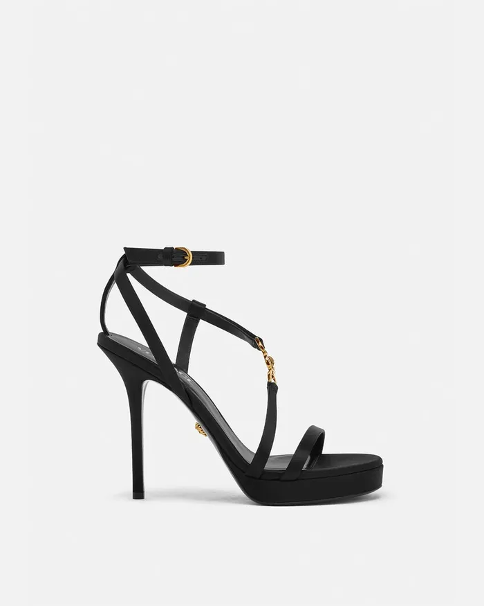 Versace Medusa 03995 Satin Sandals 115 Mm Blackgold Women Sandals