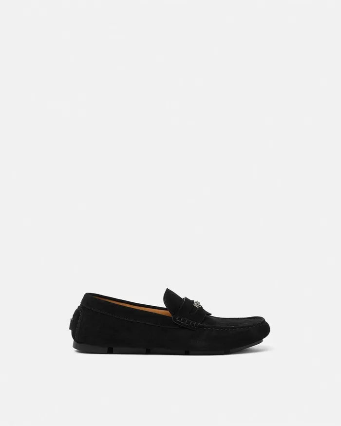 Versace Medusa Biggie Suede Driver Shoes Black Men Drivers
