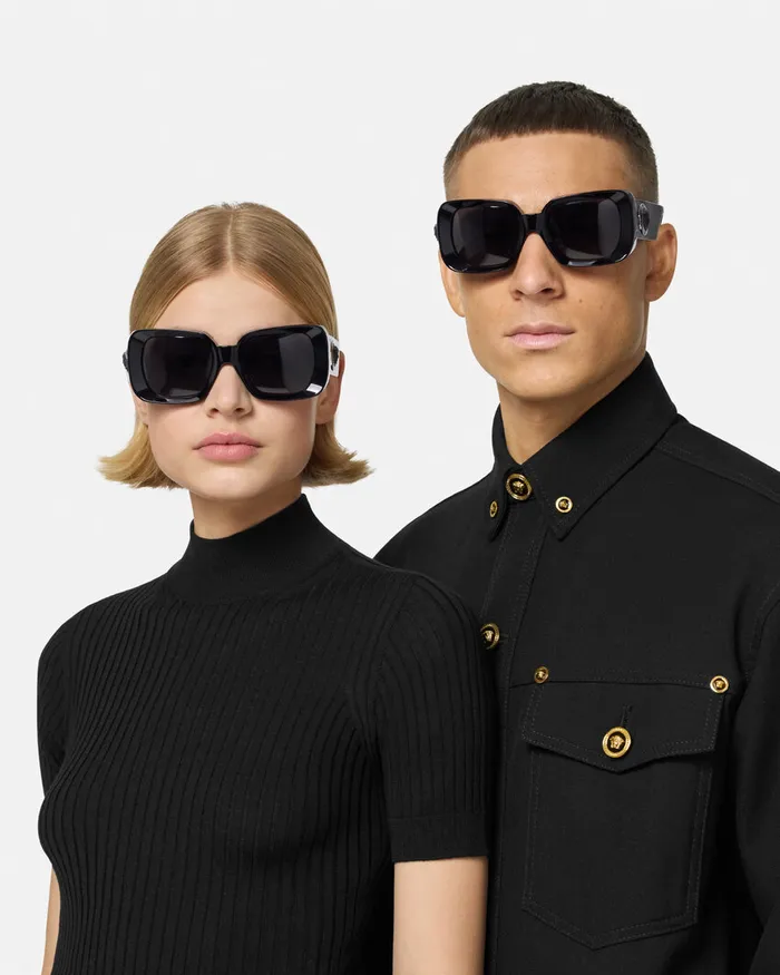 Versace Medusa Medallion Sunglasses Blackgold WomenMen Sunglasses
