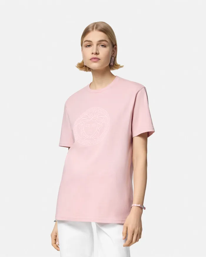Versace Medusa Oversized TShirt Light Pink Women TShirts and Sweatshirts
