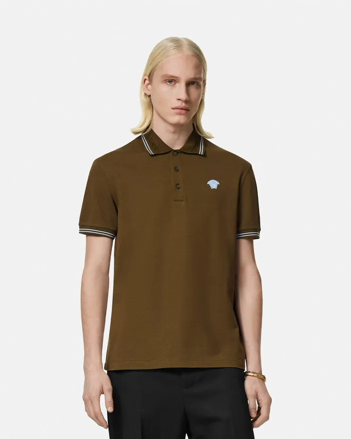 Versace Medusa Polo Shirt Green Men TShirts and Polos