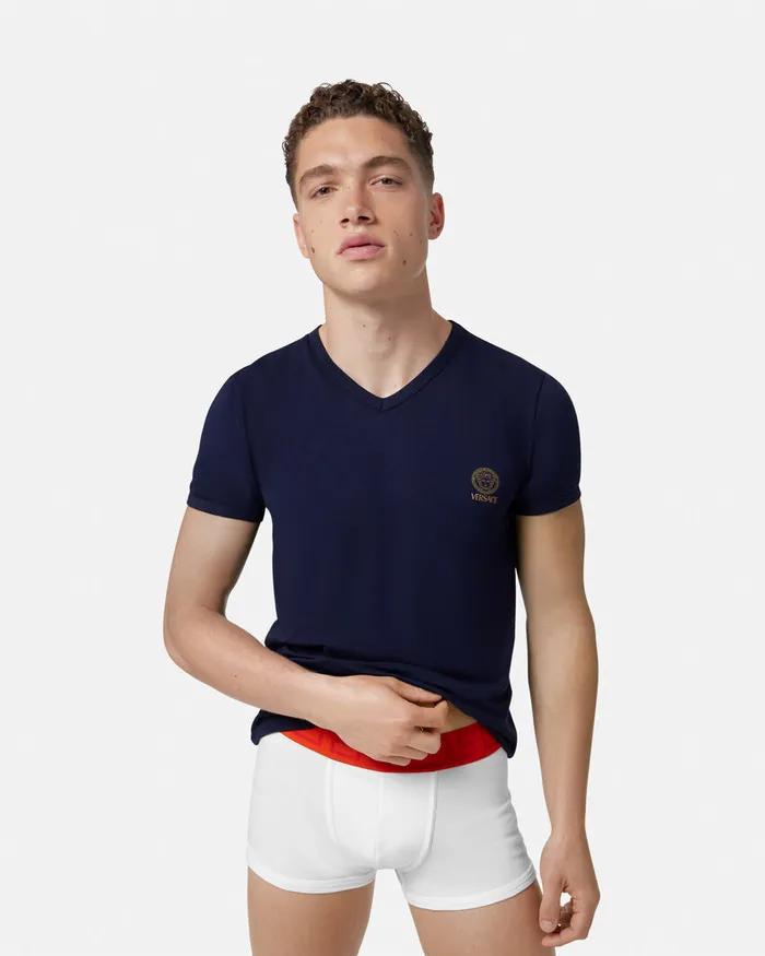 Versace Medusa Undershirt Blue Men Loungewear and Pajamas