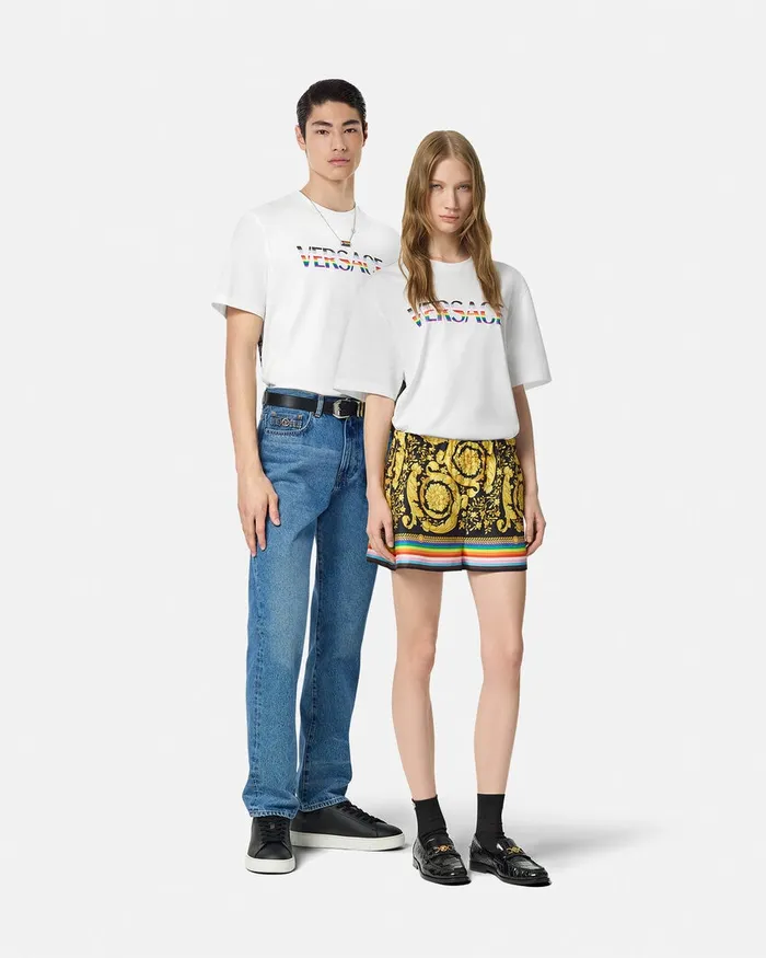 Versace Pride Barocco Logo TShirt Whiteprint WomenMen TShirts and Sweatshirts