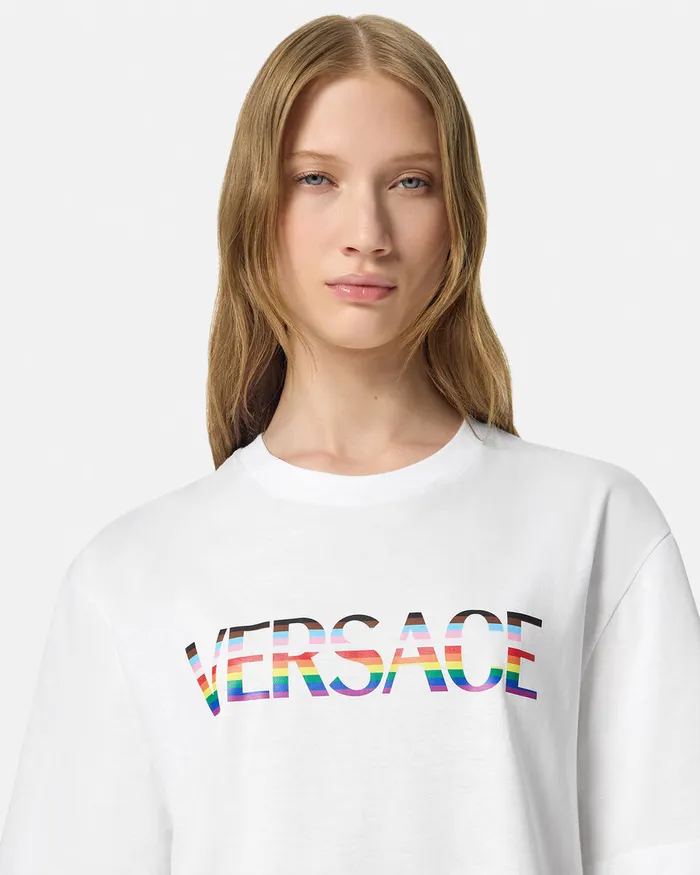 Versace Pride Barocco Logo TShirt Whiteprint WomenMen TShirts and Sweatshirts