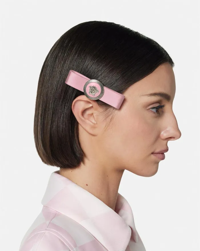 Versace Right Gianni Ribbon Hair Pin Pink Women Hair Accessories