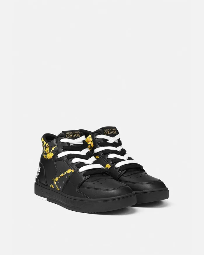 Versace Starlight Logo Couture Sneakers Blackgold Men Jeans Couture
