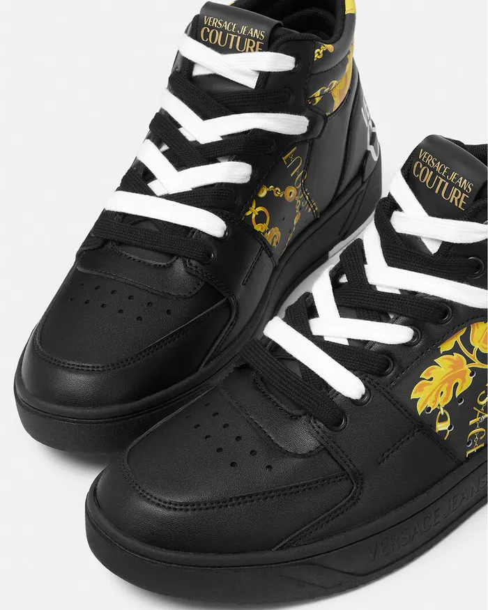 Versace Starlight Logo Couture Sneakers Blackgold Men Jeans Couture
