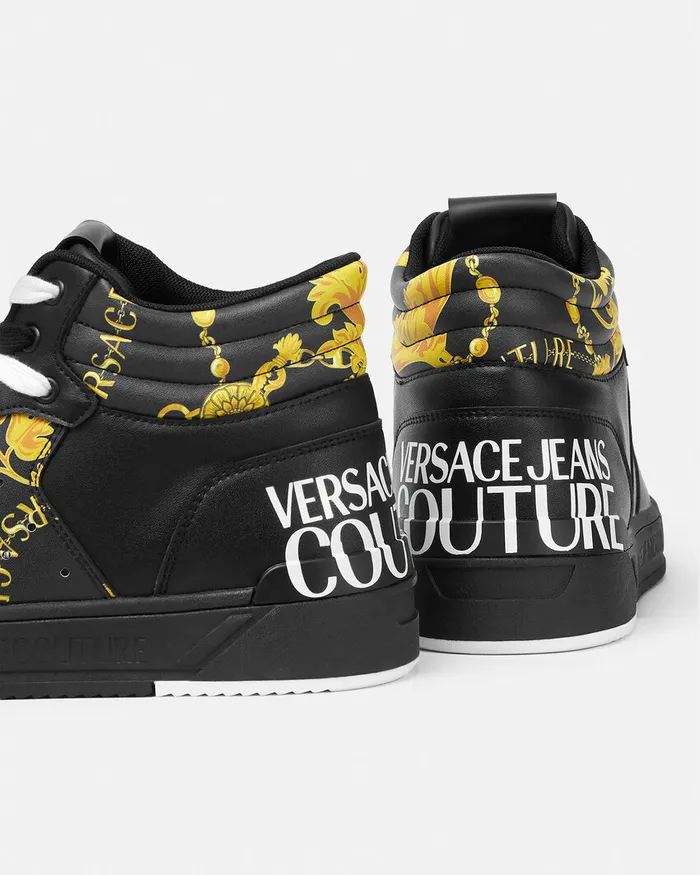 Versace Starlight Logo Couture Sneakers Blackgold Men Jeans Couture