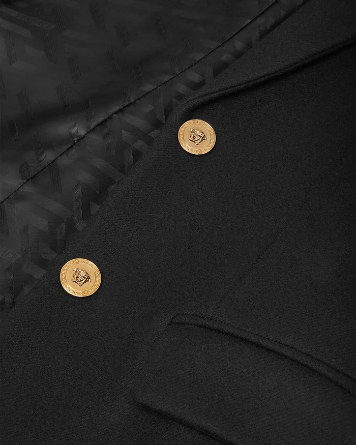 Versace Straight SingleBreasted Coat Black Women Outerwear and Coats