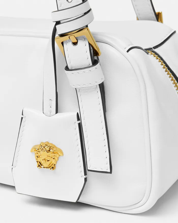 Versace Tag Bowling Shoulder Bag White Women Top Handle