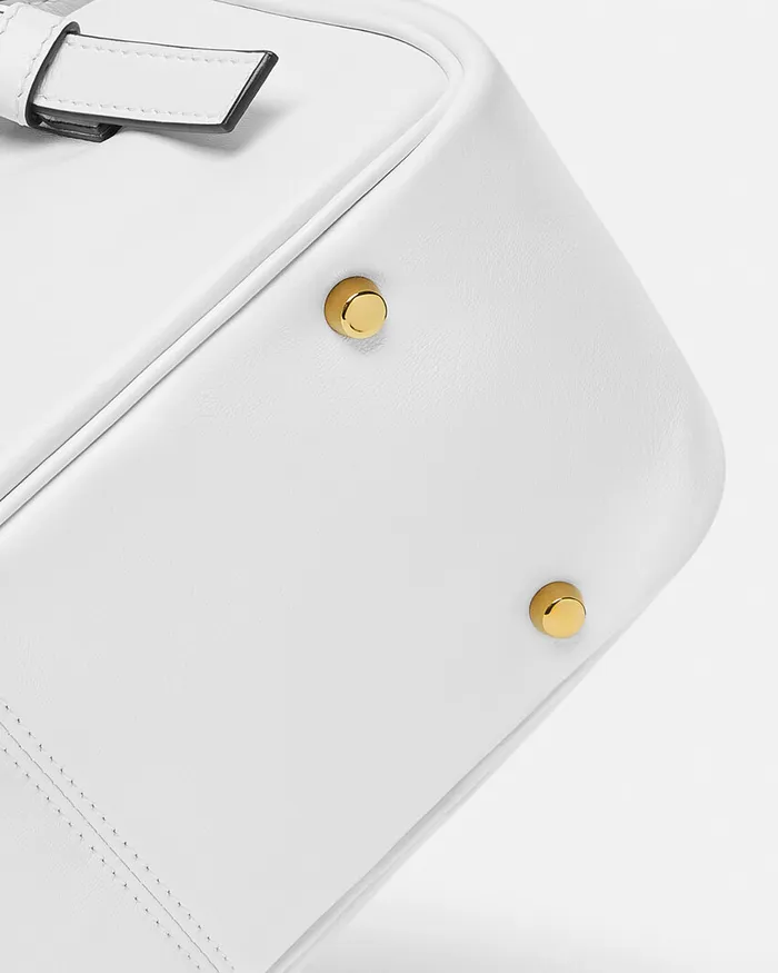 Versace Tag Bowling Shoulder Bag White Women Top Handle