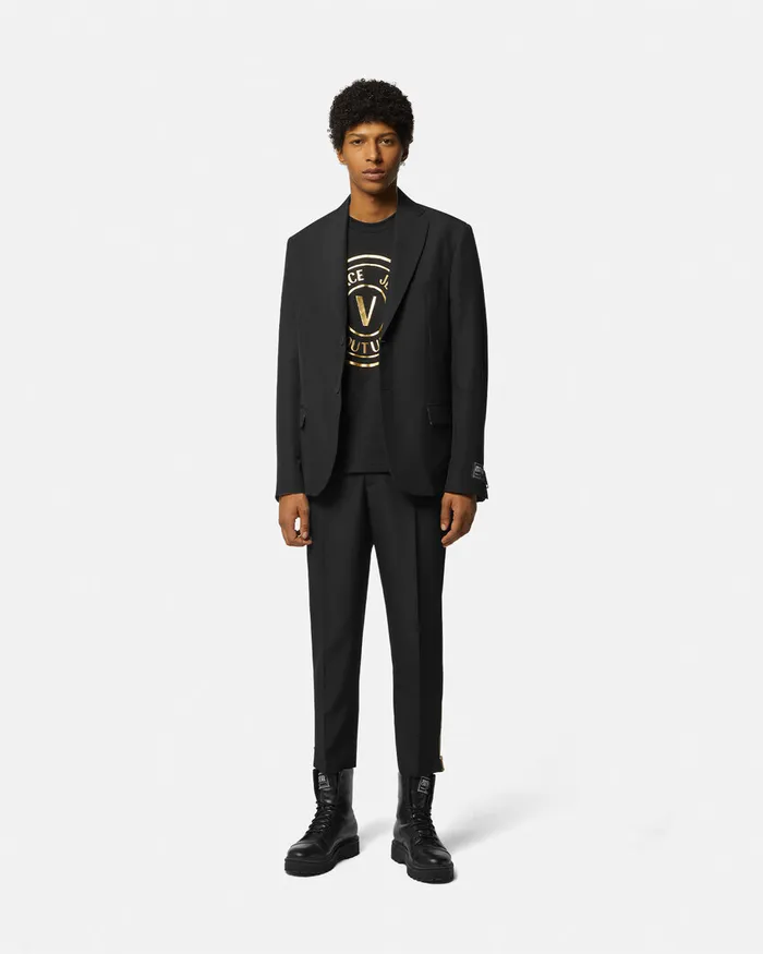 Versace Technical Formal Pants Blackprint Men Jeans Couture
