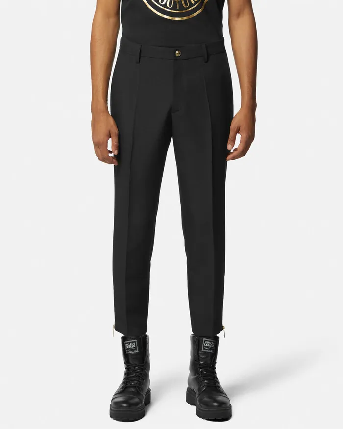 Versace Technical Formal Pants Blackprint Men Jeans Couture