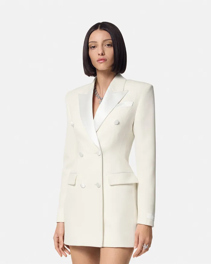 Versace Tuxedo Hourglass Blazer White Women Blazer and Jackets