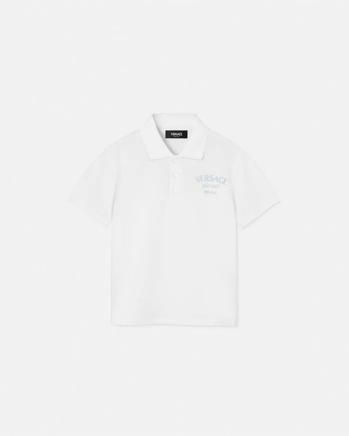 Versace University Coral Polo Shirt Whiteprint Kids Tshirts and Polos