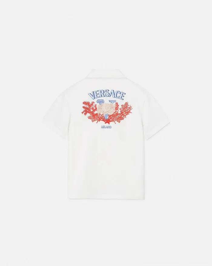 Versace University Coral Polo Shirt Whiteprint Kids Tshirts and Polos