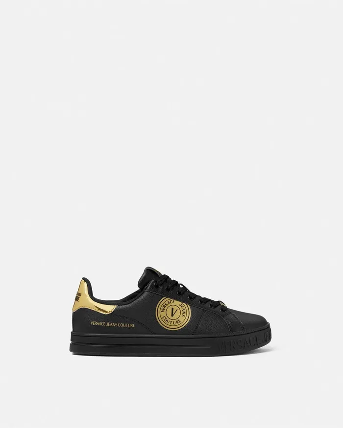 Versace VEmblem Court 88 Sneakers Blackgold Men Jeans Couture