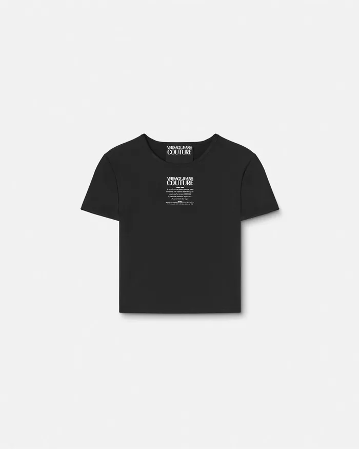 Versace Warranty Logo Crop TShirt Blackprint Women Jeans Couture