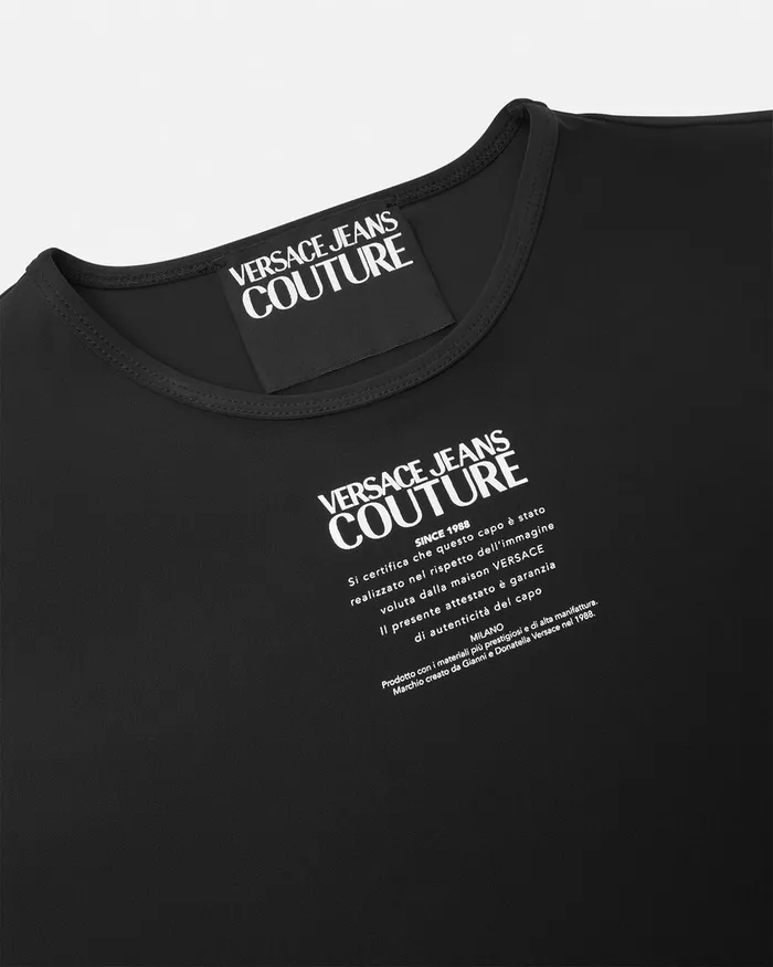 Versace Warranty Logo Crop TShirt Blackprint Women Jeans Couture
