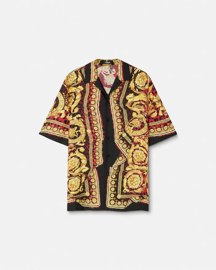 Versace Wild Barocco Illusion Silk Shirt Printred Men Shirts