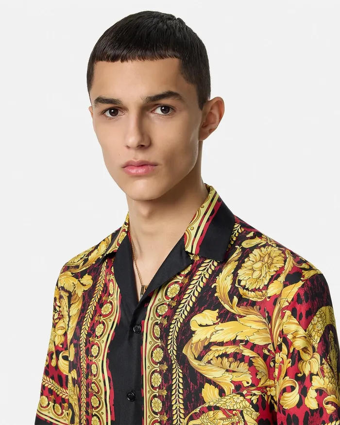 Versace Wild Barocco Illusion Silk Shirt Printred Men Shirts