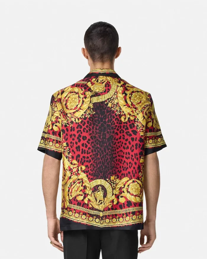 Versace Wild Barocco Illusion Silk Shirt Printred Men Shirts