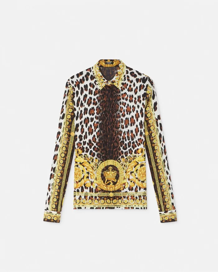 Versace Wild Barocco Silk Fitted Shirt Print Women Shirts and Tops