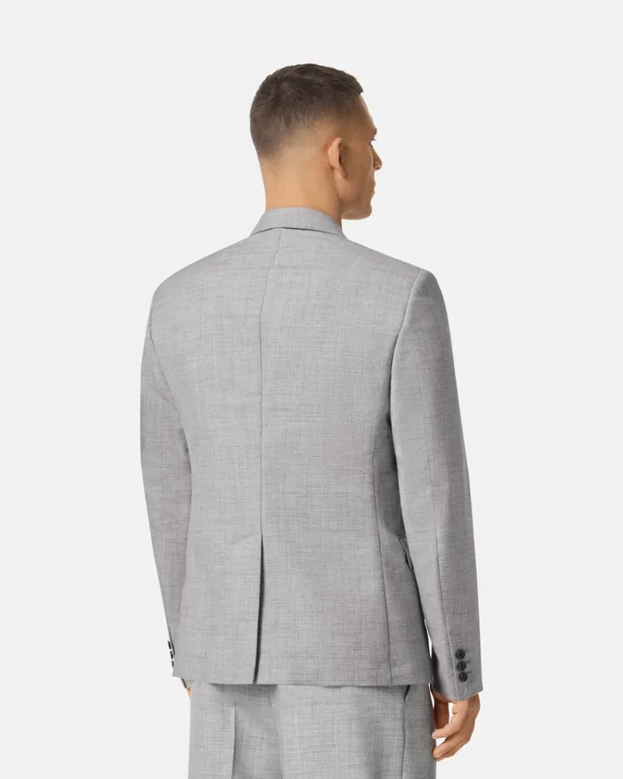 Versace WoolBlend DoubleBreasted Blazer Gray Men Blazers and Suits