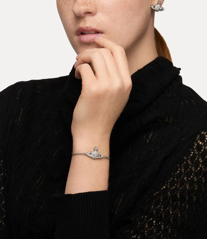 Vivienne Westwood Bracelets Women Mini Bas Relief Chain Bracelet Platinum Crystal Crystal