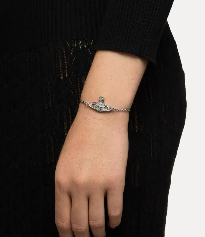 Vivienne Westwood Bracelets Women Mini Bas Relief Chain Bracelet Platinum Crystal Crystal
