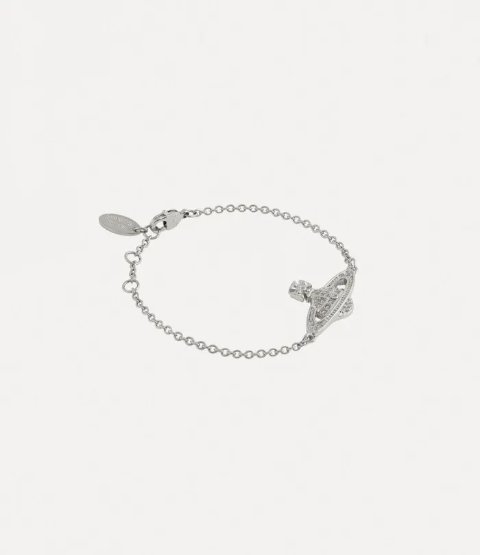 Vivienne Westwood Bracelets Women Mini Bas Relief Chain Bracelet Platinum Crystal Crystal