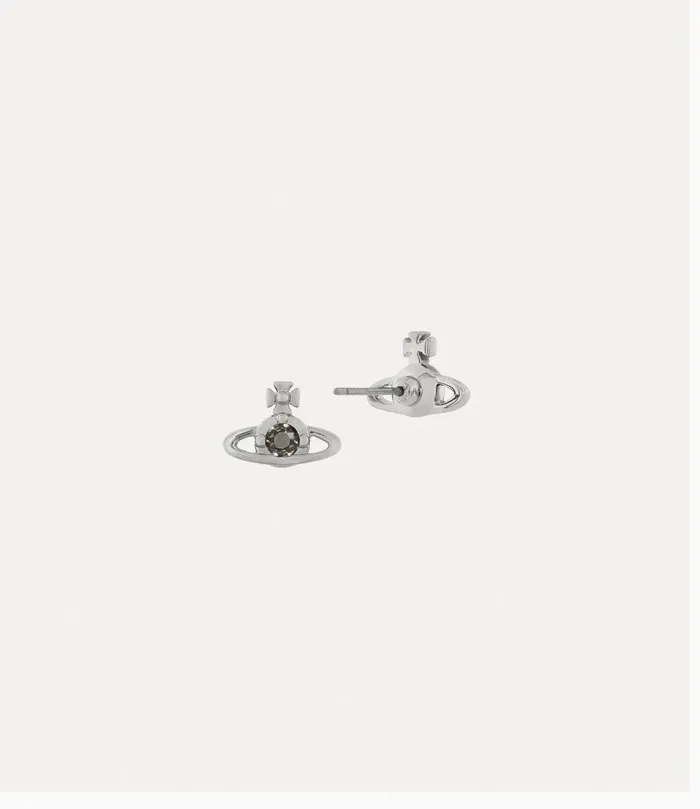 Vivienne Westwood Earrings Women Nano Solitaire Earrings Platinum Black Diamond Crystal