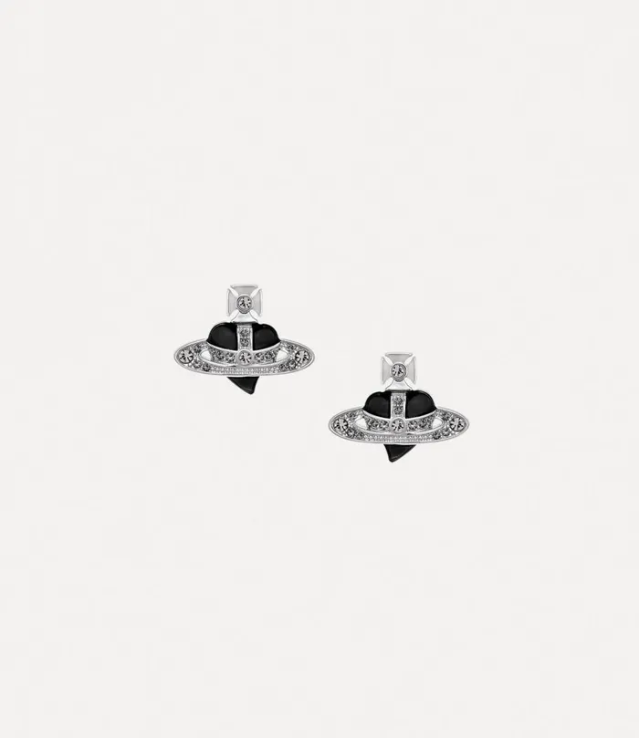 Vivienne Westwood Earrings Women New Diamante Heart Earrings Platinumblack Diamond Crystalblack Vivienne Westwood Earrings Women New Diamante Heart Earrings Platinumblack Diamond Crystalblack