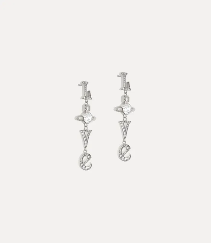 Vivienne Westwood Earrings Women Roderica Long Earrings Platinum White Cz